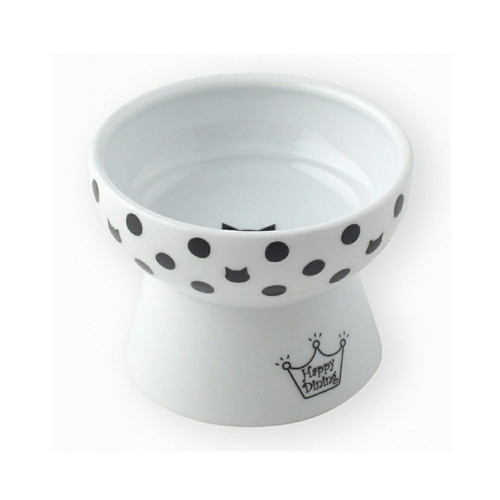 猫壱 ハッピーダイニング 猫用 脚付フードボウル 水玉 プチサイズ