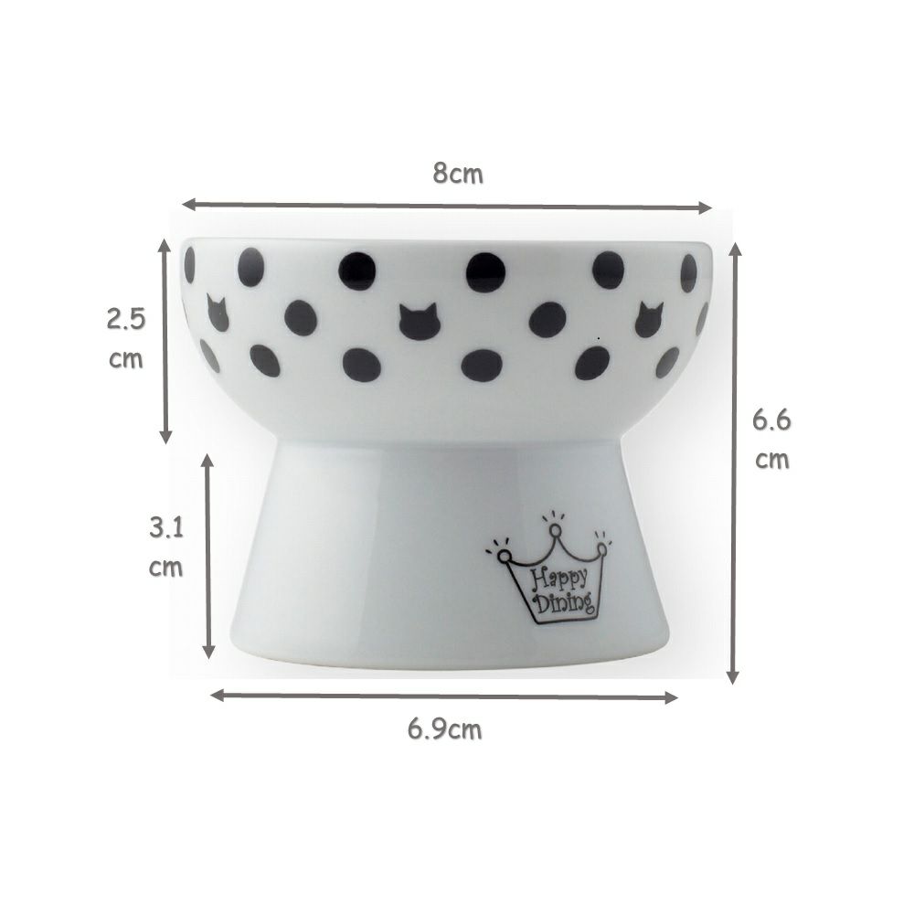 猫壱 ハッピーダイニング 猫用 脚付フードボウル 水玉 プチサイズ