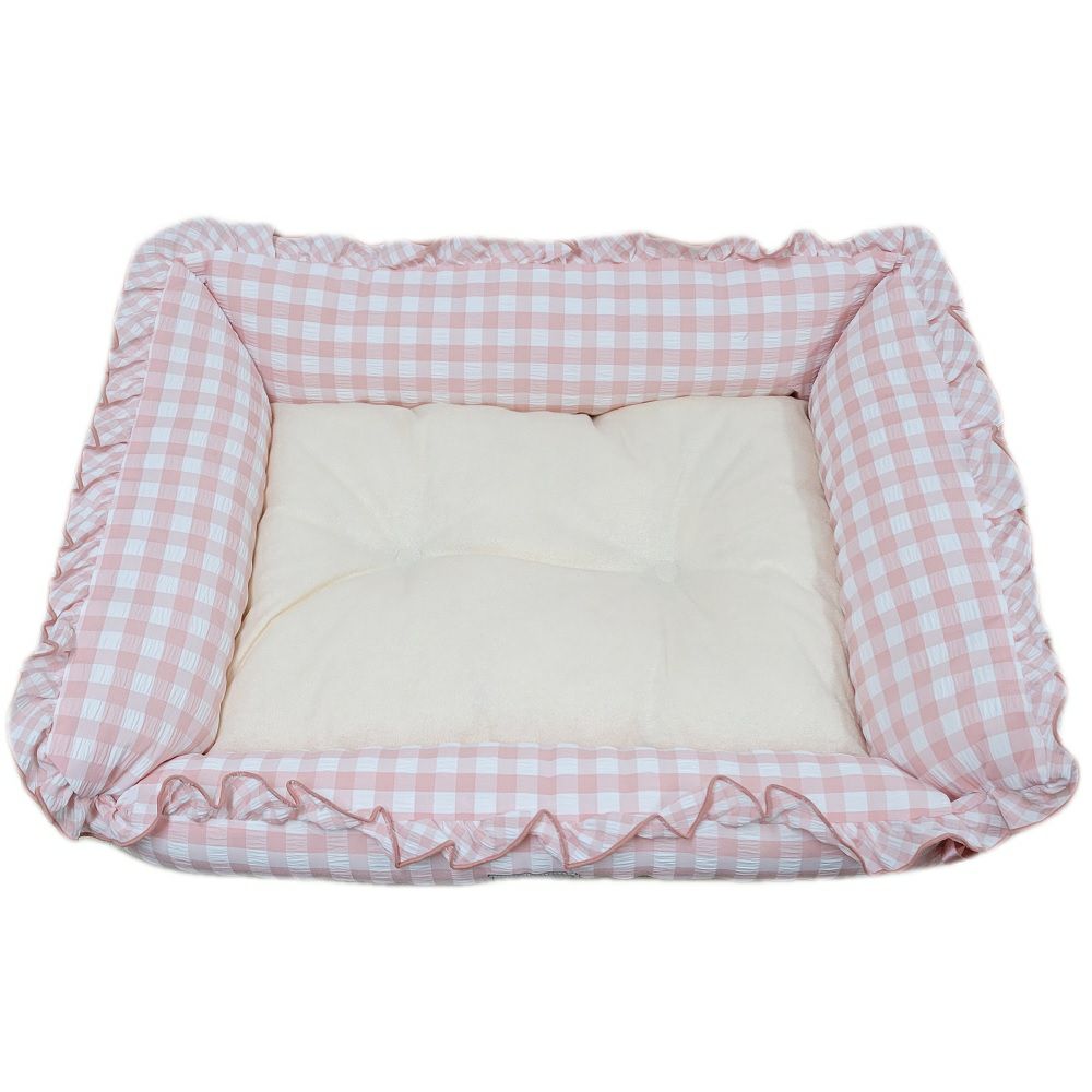 小泉ライフテックス レトロギンガムスクエアベッド ピンク M