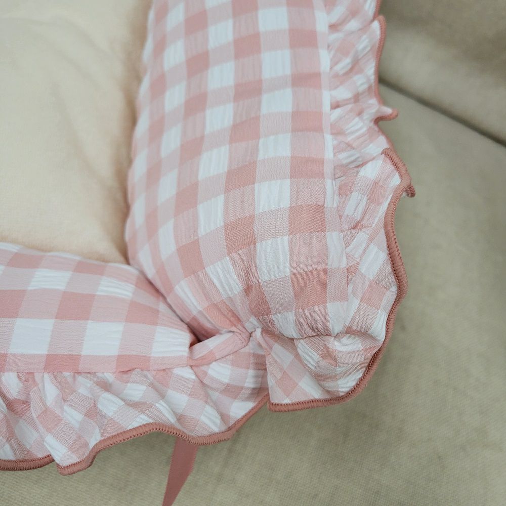 小泉ライフテックス レトロギンガムスクエアベッド ピンク M