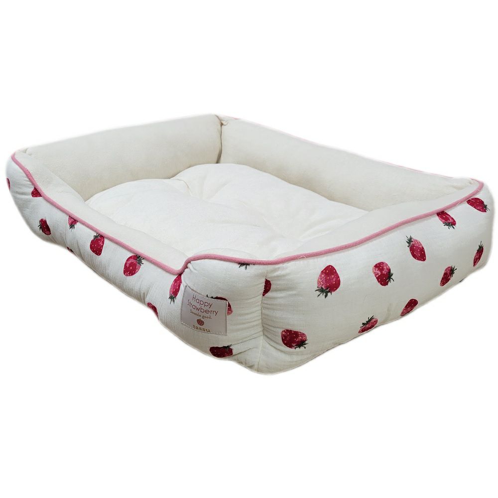 小泉ライフテックス いちごプリントダブルガーゼベッド アイボリーM