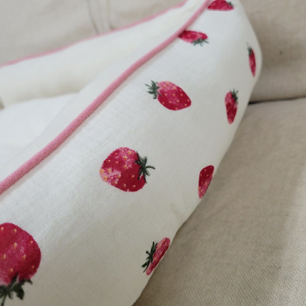 小泉ライフテックス いちごプリントダブルガーゼベッド アイボリーM